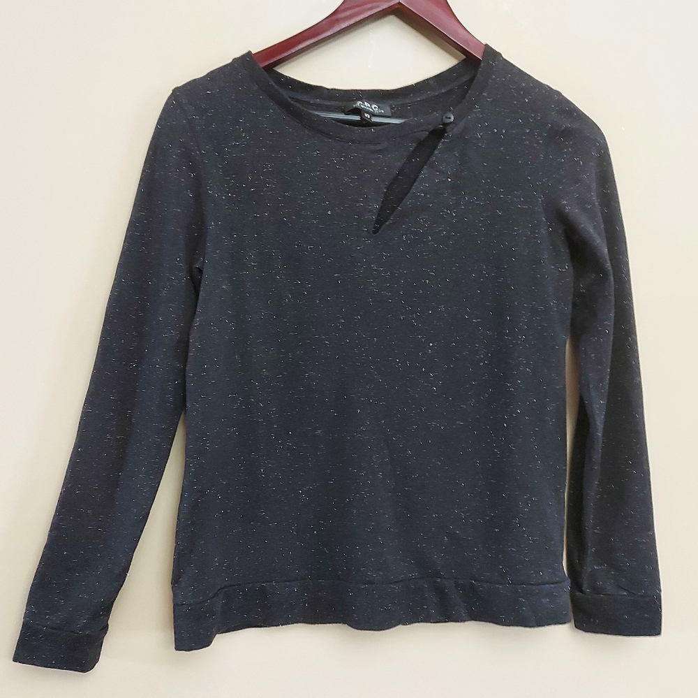 A.P.C. sweatshirt with cut out detail and silver fleck